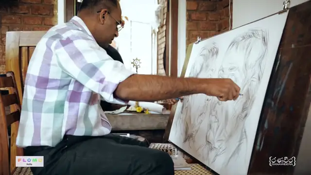 Still from Two-handed drawing by Ranaweera